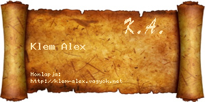 Klem Alex névjegykártya